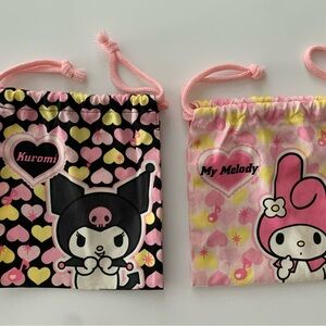 Vintage Sanrio My Melody and Kuromi Drawstring Bags